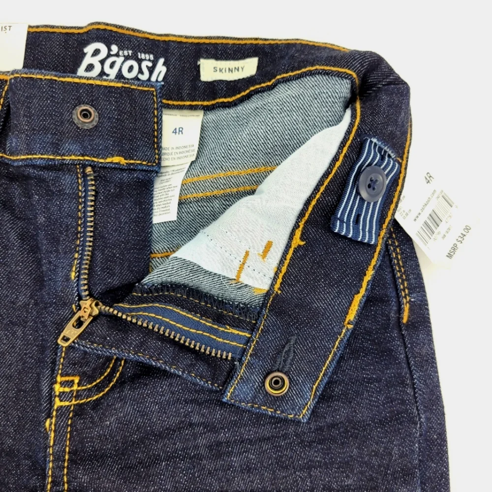 Oshkosh B'gosh Jeans Size 4R Skinny Adjustable Waistband Denim Dark Wash NEW